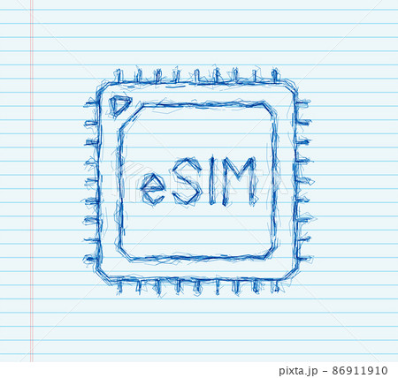 eSIM Embedded SIM card icon symbol concept. new chip mobile cellular communication technology. sketch icon. Vector stock illustration eSIM Embedded SIM card icon symbol concept. new chip mobile cellular communication technology. sketch icon. Vector stock illustration 86911910