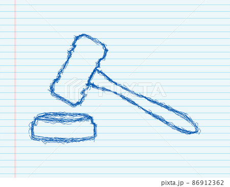 Wooden judge sketch gavel and soundboard. Vector illustration Wooden judge sketch gavel and soundboard. Vector illustration 86912362