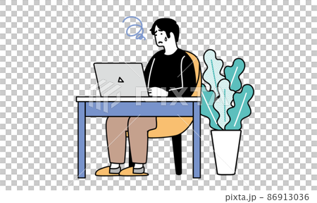 Illustration of a man with a troubled facial expression 86913036