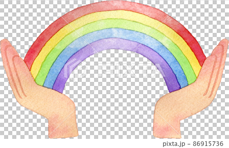 Illustration of a rainbow over your hand 86915736