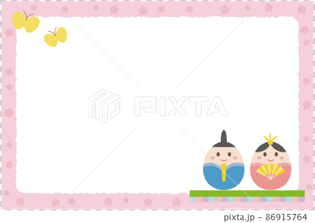 可愛いおひなさまのフレーム素材 ピンク 可愛いおひなさまのフレーム素材 ピンク 86915764