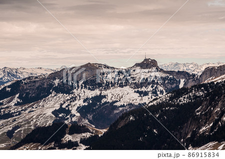 Swiss mountain - monumental rock formations in the Alps Swiss mountain - monumental rock formations in the Alps 86915834