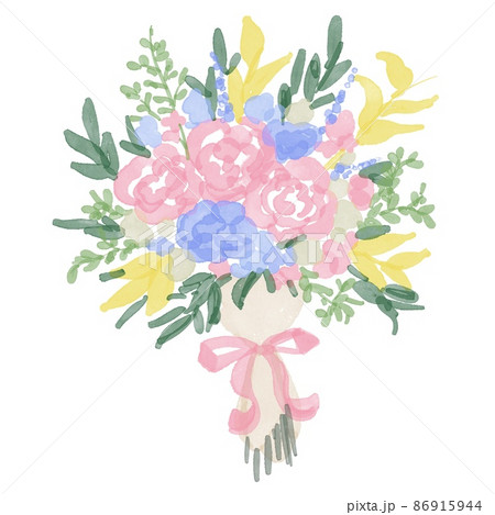 水彩画 水彩画で描いた花束 水彩タッチのウエディングブーケ のイラスト素材 水彩画 水彩画で描いた花束 水彩タッチのウエディングブーケ のイラスト素材