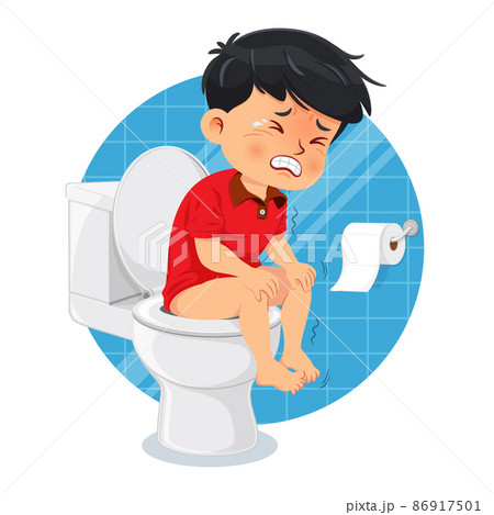 Little boy sitting on the toilet 86917501