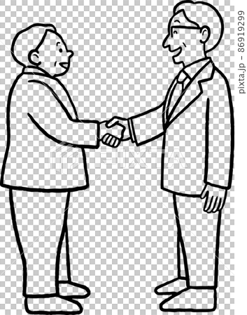 一個商人握手的插圖素材只有線條圖 一個商人握手的插圖素材只有線條圖 86919299