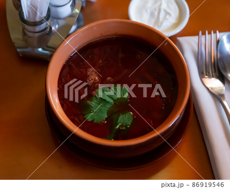 Borscht, beetroot hot soup Borscht, beetroot hot soup 86919546