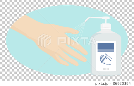 手指消毒をしている手のイラスト 86920394