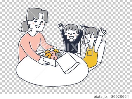 Family eating take-out donuts Comical handwritten person illustrations Simple coloring on vector line drawings Family eating take-out donuts Comical handwritten person illustrations Simple coloring on vector line drawings 86920664