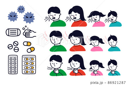 風邪関連のイラストと風邪の家族 86921287