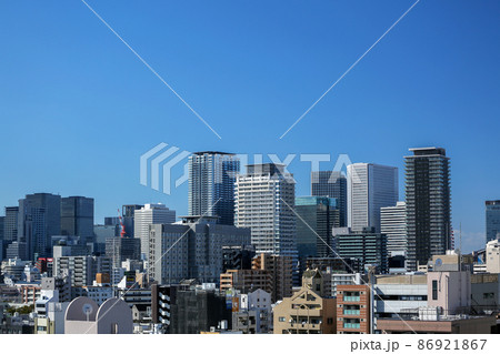 大阪市北区　天神橋六丁目から見た梅田方面の街並み　俯瞰 86921867
