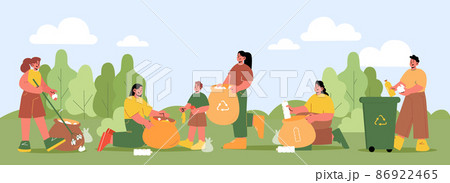 People collect and sorting waste in park 86922465