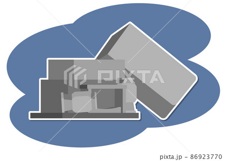 倒壊したお墓のイラスト 背景あり のイラスト素材