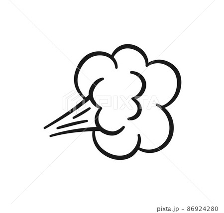 Comic fart cloud. Bad stink balloon. Explosion, angry breath. Cloud of smoke gas in comic style. Funny flatulence symbol. Vector illustration isolated on white background Comic fart cloud. Bad stink balloon. Explosion, angry breath. Cloud of smoke gas in comic style. Funny flatulence symbol. Vector illustration isolated on white background 86924280