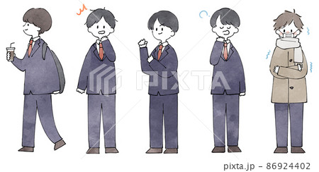 人物イラストセット 男子高生のイラスト素材
