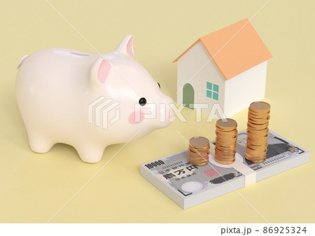 豚の貯金箱とマイホーム 86925324