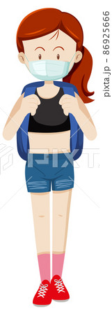 A taveller girl wearing mask cartoon character A taveller girl wearing mask cartoon character 86925666