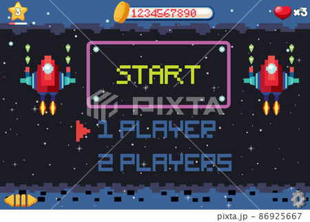 Pixel game interface with start button Pixel game interface with start button 86925667