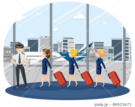 Flight attendants walking in airport terminal 86925671