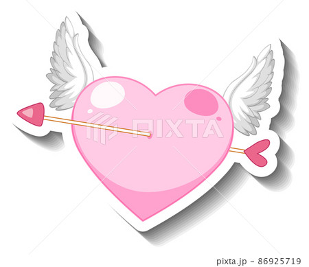 Pink winged heart pierced arrow cartoon sticker Pink winged heart pierced arrow cartoon sticker 86925719