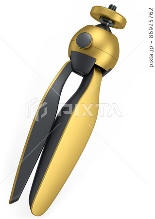 Photo and video tripod with quick release plate isolated on white background 86925762