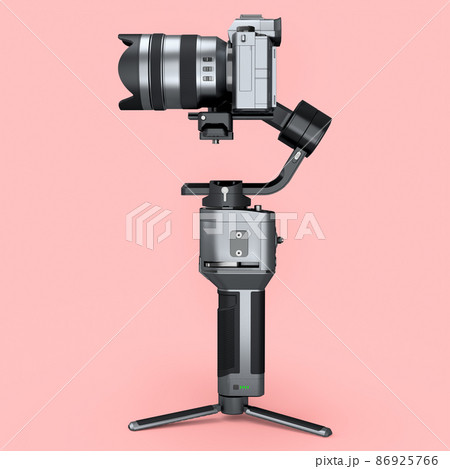 3-axis gimbal stabilization system with silver nonexistent mirrorless camera 3-axis gimbal stabilization system with silver nonexistent mirrorless camera 86925766