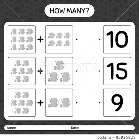 How many counting game with arabic teapot. worksheet for preschool kids, kids activity sheet, printable worksheet How many counting game with arabic teapot. worksheet for preschool kids, kids activity sheet, printable worksheet 86925925