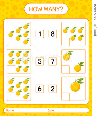 How many counting game with yuzu worksheet for preschool kids, kids activity sheet, printable worksheet How many counting game with yuzu worksheet for preschool kids, kids activity sheet, printable worksheet 86926028