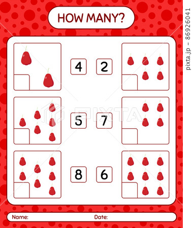 How many counting game with roseapple worksheet for preschool kids, kids activity sheet, printable worksheet How many counting game with roseapple worksheet for preschool kids, kids activity sheet, printable worksheet 86926041