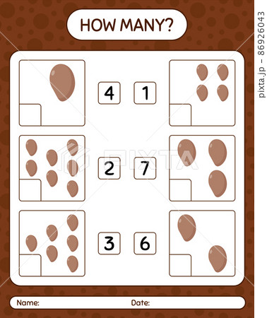 How many counting game with sapote worksheet for preschool kids, kids activity sheet, printable worksheet 86926043