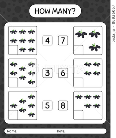 How many counting game with jambolan worksheet for preschool kids, kids activity sheet, printable worksheet How many counting game with jambolan worksheet for preschool kids, kids activity sheet, printable worksheet 86926067