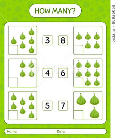 How many counting game with indian fig worksheet for preschool kids, kids activity sheet, printable worksheet 86926068