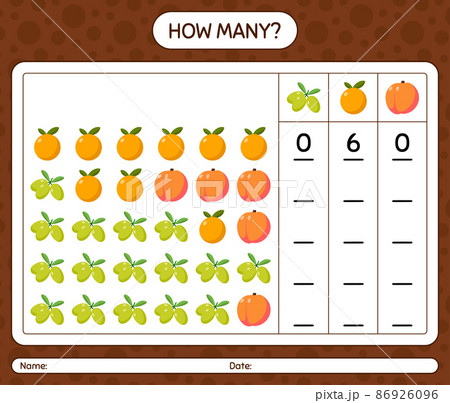How many counting game with fruit. worksheet for preschool kids, kids activity sheet, printable worksheet How many counting game with fruit. worksheet for preschool kids, kids activity sheet, printable worksheet 86926096
