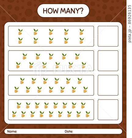 How many counting game with longan worksheet for preschool kids, kids activity sheet, printable worksheet 86926135