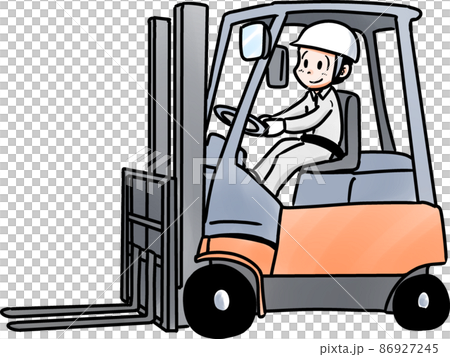フォークリフトを操作する男性のイラストA フォークリフトを操作する男性のイラストA 86927245