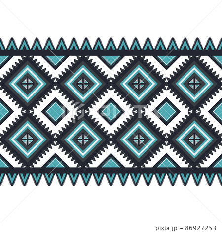 Green Teal Black Geometric ethnic oriental pattern traditional Design for background,carpet,wallpaper,clothing,wrapping,Batik,fabric, vector illustration embroidery style 86927253