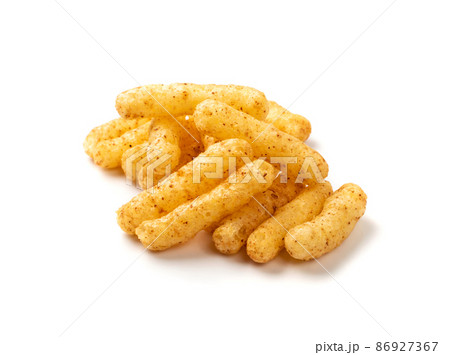 Corn Balls Isolated, Puffs with Spices Corn Balls Isolated, Puffs with Spices 86927367