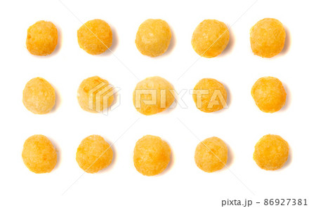 Corn Balls Isolated, Puffs with Spices Corn Balls Isolated, Puffs with Spices 86927381