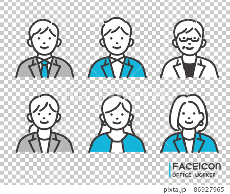 Vector illustration material / business / business person of the face icon of the office worker who works in a simple and easy-to-use suit 86927965