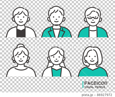 Simple and easy-to-use vector illustrations of male and female face icons / materials / youth / fashionable 86927972
