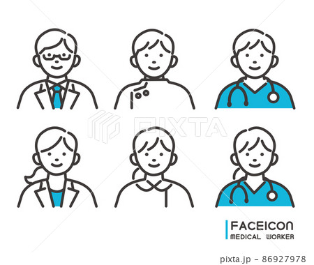 シンプルで使いやすい福祉、医療従事者の人物の顔アイコンのベクターイラスト素材/医者/看護師 シンプルで使いやすい福祉、医療従事者の人物の顔アイコンのベクターイラスト素材/医者/看護師 86927978