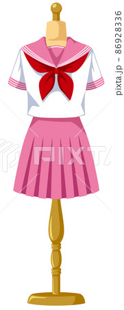 半袖赤リボンセーラー服のトルソーアイコン（ピンク） 86928336
