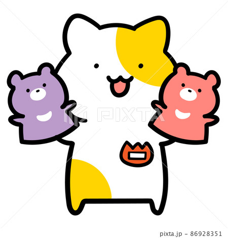 保育士なかわいいねこのキャラクターの手書き風イラストのイラスト素材