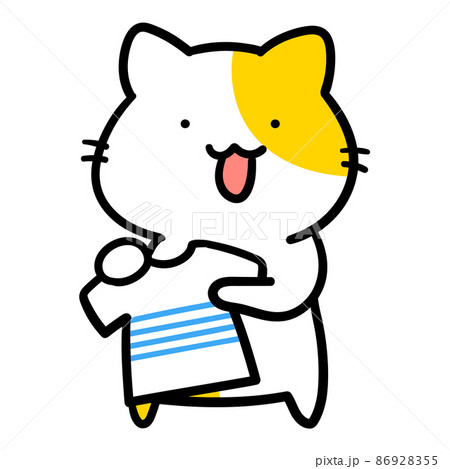 アパレル店員なかわいいねこのキャラクターの手書き風イラスト 86928355