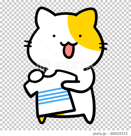 アパレル店員なかわいいねこのキャラクターの手書き風イラスト 86928355