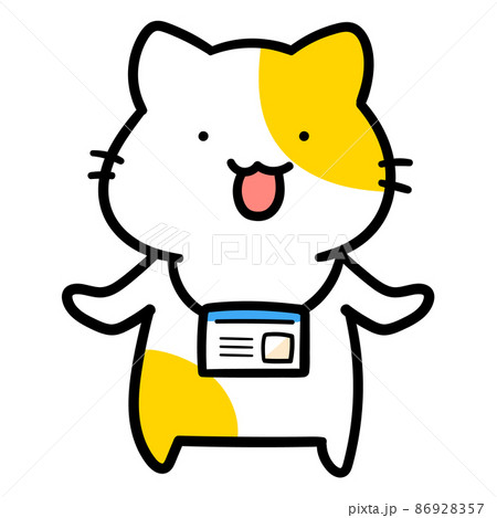 イベントの関係者なかわいいねこの手書き風イラストのイラスト素材