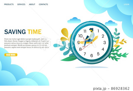 Saving time vector website landing page design template 86928362