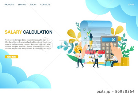 Salary calculation vector website landing page design template Salary calculation vector website landing page design template 86928364