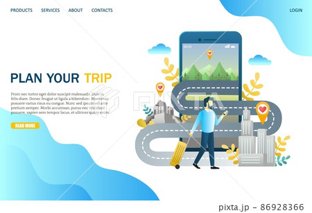 Plan your trip vector website landing page design template 86928366