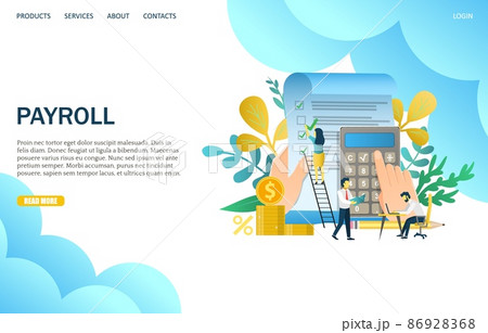 Payroll vector website landing page design template 86928368