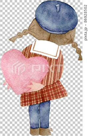 Illustration of a girl in the back with a heart 86928502